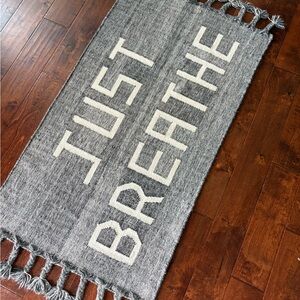 Gray and White 'Just Breathe' Rug